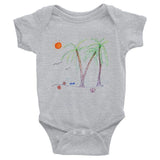 Baby Infant Onesie Bodysuit - Beach Ocean Palm Tree Scene Baby - Infant- HRH Studio Boutique