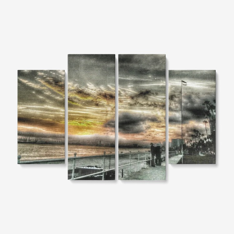 4 Piece Canvas Wall Art for Living Room - Framed Ready to Hang 4x12