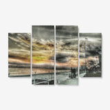 4 Piece Canvas Wall Art for Living Room - Framed Ready to Hang 4x12"x32 Wall art- HRH Studio Boutique