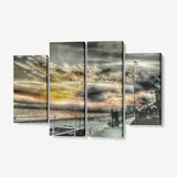 4 Piece Canvas Wall Art for Living Room - Framed Ready to Hang 4x12"x32 Wall art- HRH Studio Boutique