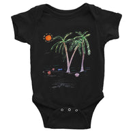 Baby Infant Onesie Bodysuit - Beach Ocean Palm Tree Scene Baby - Infant- HRH Studio Boutique
