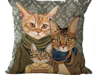 Kitty Family #1 (Neutrals) Pillow Cover Pillows- HRH Studio Boutique