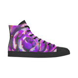 Purple waves Tall Leather sneaker  High Top Action Leather Women's Shoes (Model 305-1) Women's Shoes (305-1)- HRH Studio Boutique