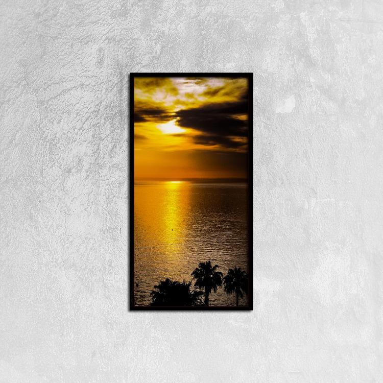 Sunrise Catalina - California Canvas Prints Wall Art for Home Decorations Stretched Black Vertical Frame Ready to Hang, 12ⅹ24 inch Wall art- HRH Studio Boutique