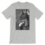 The Doberman Smile in Black/White - Short-Sleeve Unisex T-Shirt T Shirt- HRH Studio Boutique